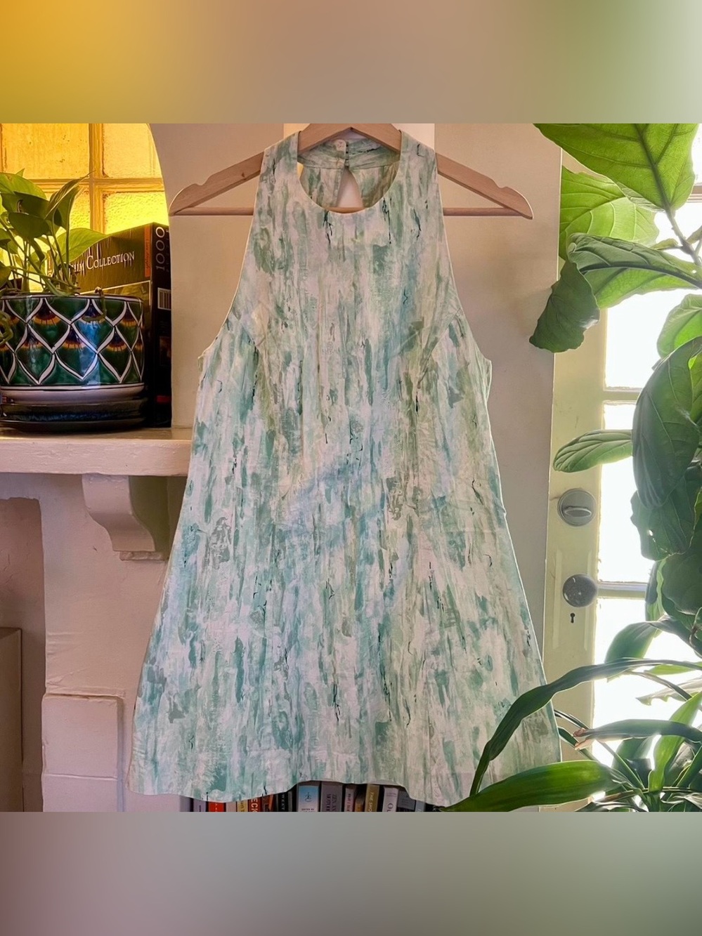 Vintage Mint and White Brushstroke Sundress